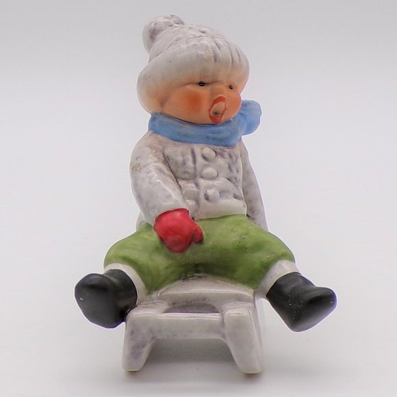 Goebel Other - Boy on Sled Ceramic Figurine by Goebel